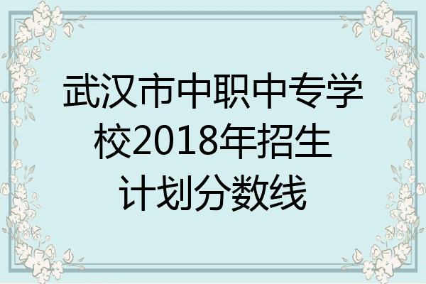 武汉市中职中专学校2018年招生计划分数线