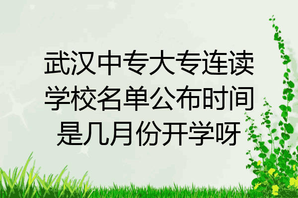 武汉中专大专连读学校名单公布时间是几月份开学呀