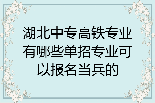 湖北中专高铁专业有哪些单招专业可以报名当兵的