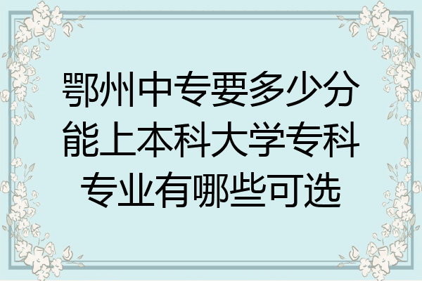 鄂州中专要多少分能上本科大学专科专业有哪些可选