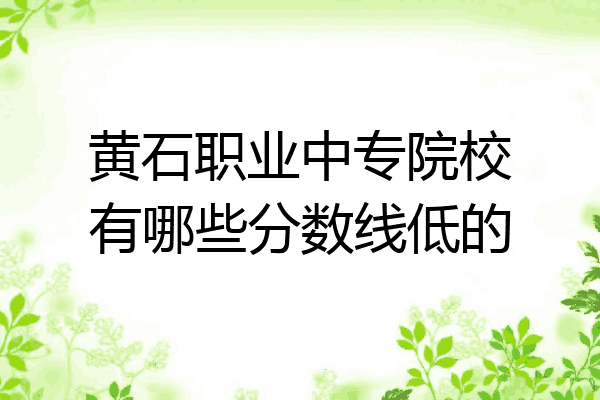 黄石职业中专院校有哪些分数线低的