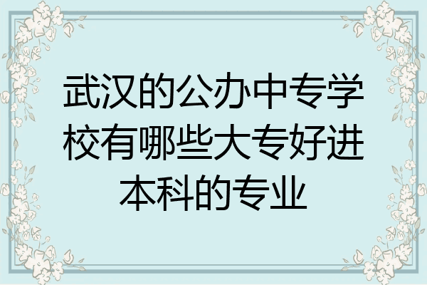 武汉的公办中专学校有哪些大专好进本科的专业