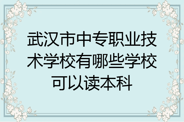 武汉市中专职业技术学校有哪些学校可以读本科