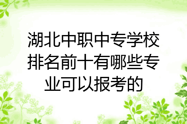 湖北中职中专学校排名前十有哪些专业可以报考的