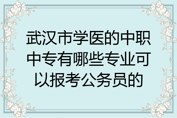 武汉市学医的中职中专有哪些专业可以报考公务员的