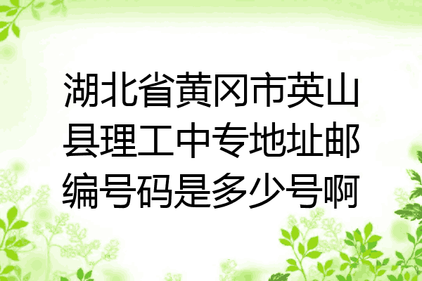 湖北省黄冈市英山县理工中专地址邮编号码是多少号啊