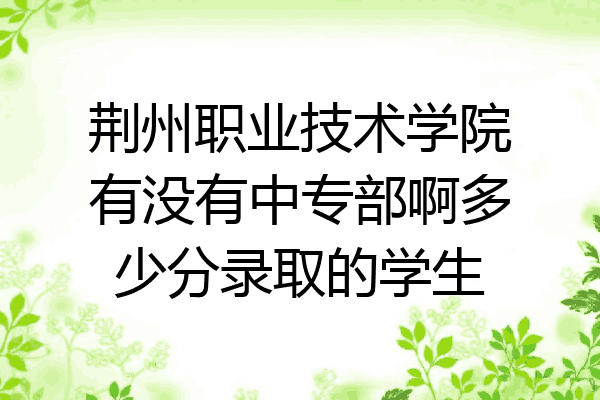 荆州职业技术学院有没有中专部啊多少分录取的学生