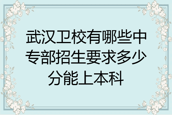 武汉卫校有哪些中专部招生要求多少分能上本科
