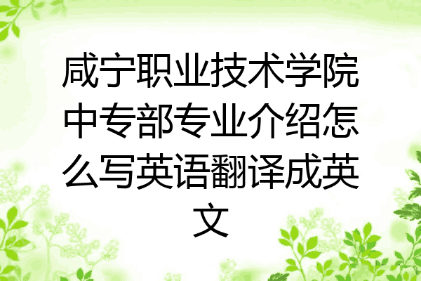 咸宁职业技术学院中专部专业介绍怎么写英语翻译成英文
