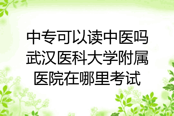 中专可以读中医吗武汉医科大学附属医院在哪里考试