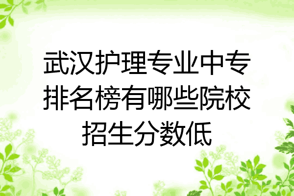 武汉护理专业中专排名榜有哪些院校招生分数低