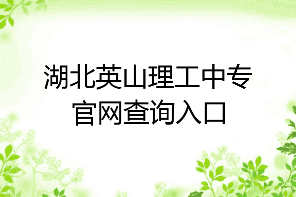 湖北英山理工中专官网查询入口