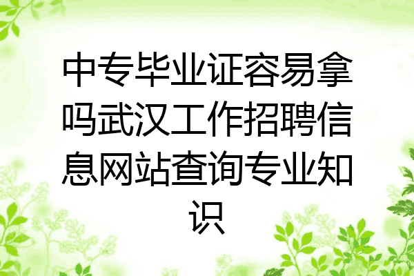 中专毕业证容易拿吗武汉工作招聘信息网站查询专业知识
