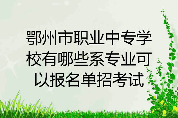 鄂州市职业中专学校有哪些系专业可以报名单招考试