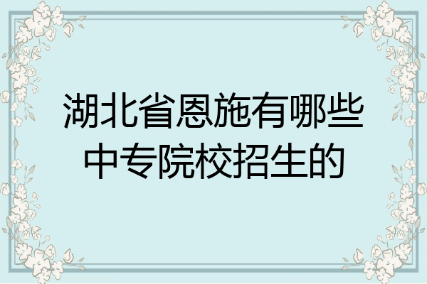 湖北省恩施有哪些中专院校招生的