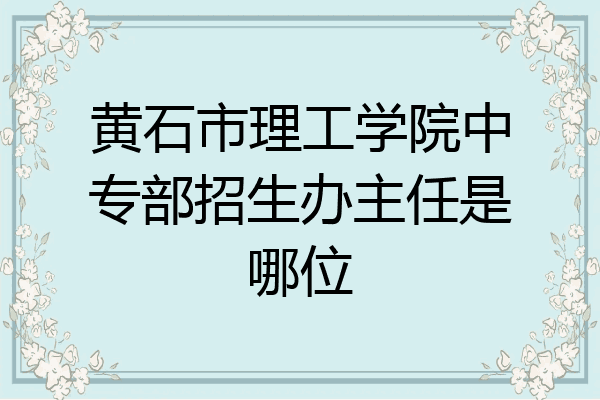 黄石市理工学院中专部招生办主任是哪位