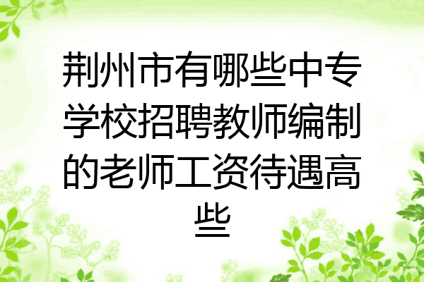 荆州市有哪些中专学校招聘教师编制的老师工资待遇高些