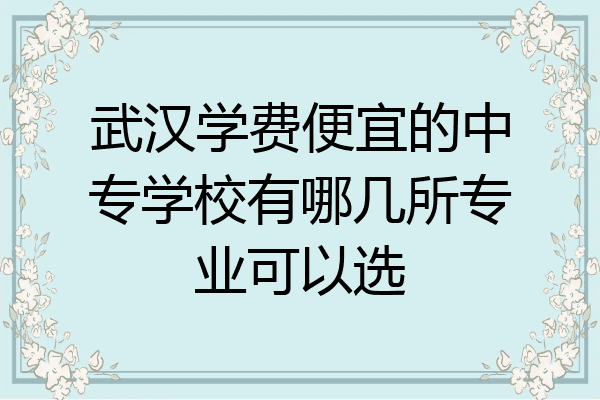 武汉学费便宜的中专学校有哪几所专业可以选