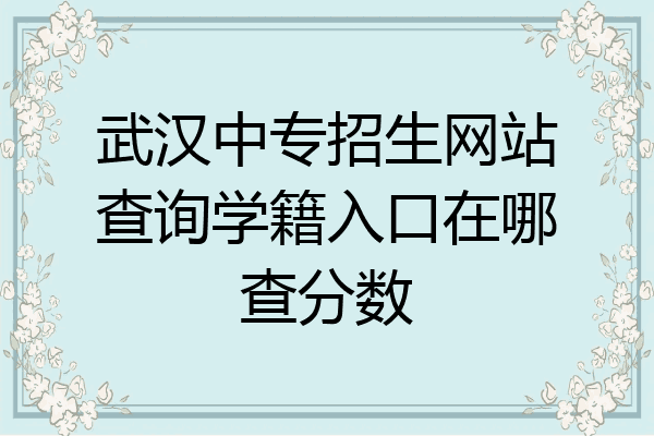 武汉中专招生网站查询学籍入口在哪查分数