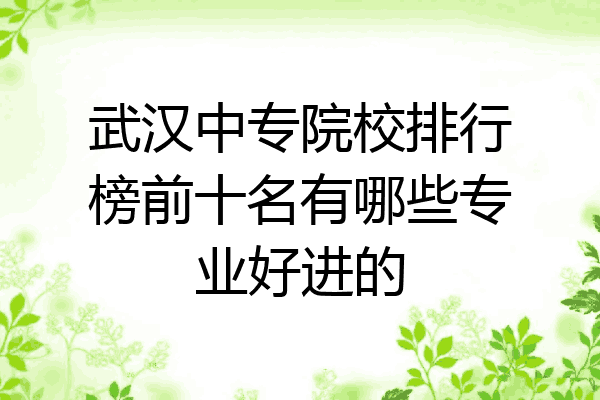武汉中专院校排行榜前十名有哪些专业好进的