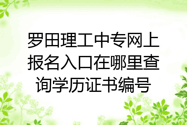 罗田理工中专网上报名入口在哪里查询学历证书编号