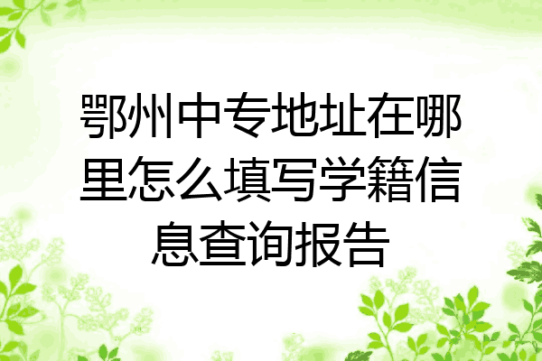 鄂州中专地址在哪里怎么填写学籍信息查询报告