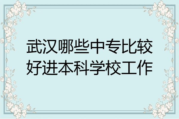 武汉哪些中专比较好进本科学校工作
