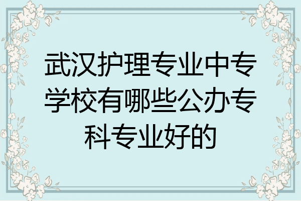 武汉护理专业中专学校有哪些公办专科专业好的