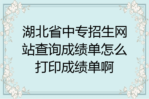 湖北省中专招生网站查询成绩单怎么打印成绩单啊