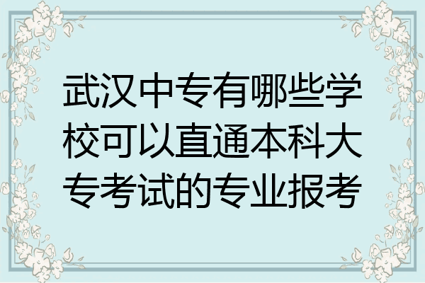 武汉中专有哪些学校可以直通本科大专考试的专业报考