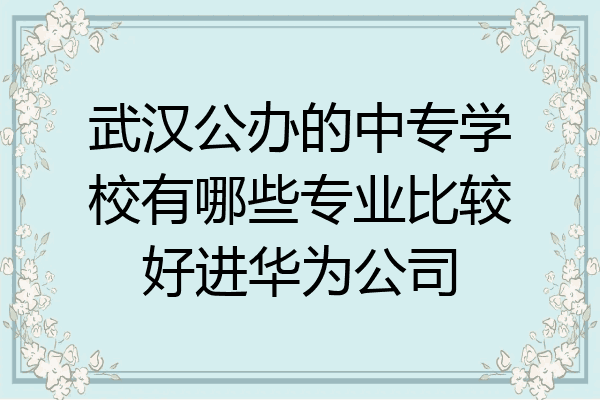 武汉公办的中专学校有哪些专业比较好进华为公司