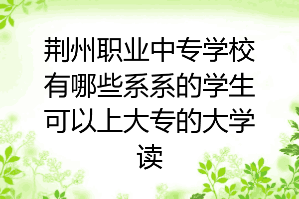 荆州职业中专学校有哪些系系的学生可以上大专的大学读