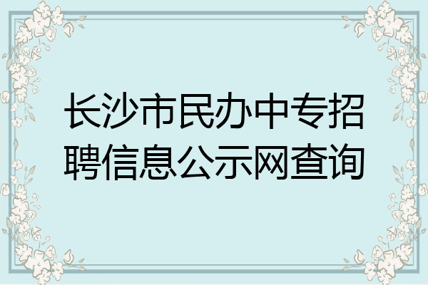 长沙市民办中专招聘信息公示网查询