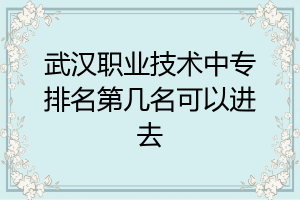 武汉职业技术中专排名第几名可以进去