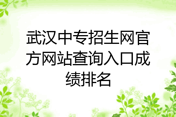 武汉中专招生网官方网站查询入口成绩排名