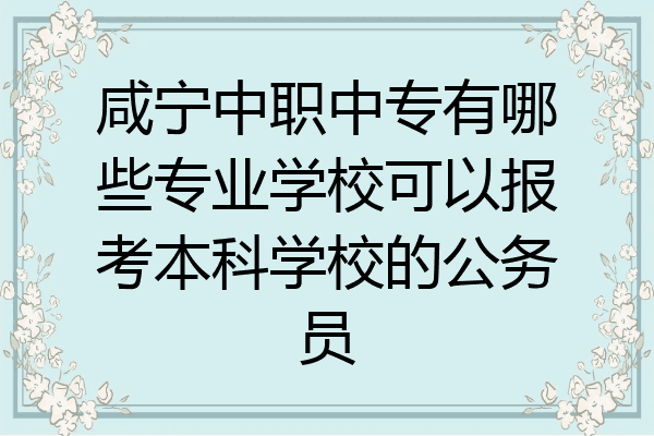 咸宁中职中专有哪些专业学校可以报考本科学校的公务员