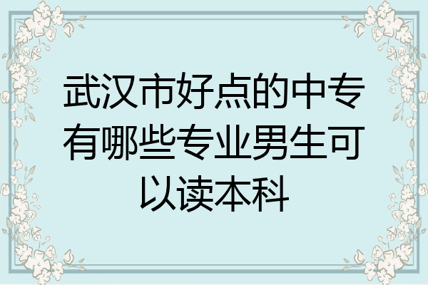 武汉市好点的中专有哪些专业男生可以读本科