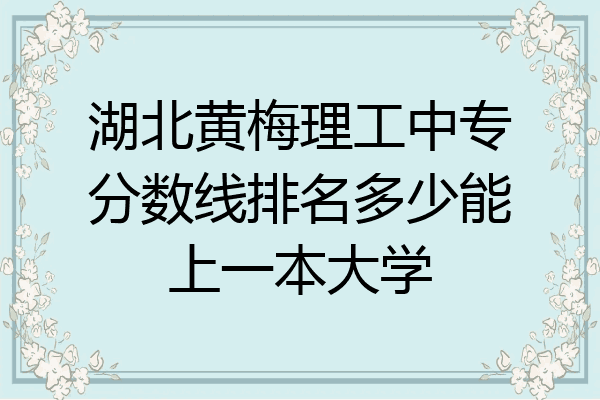 湖北黄梅理工中专分数线排名多少能上一本大学