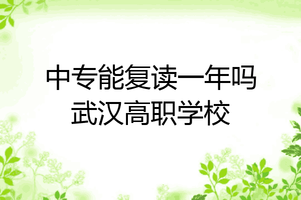 中专能复读一年吗武汉高职学校