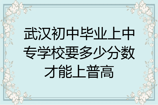 武汉初中毕业上中专学校要多少分数才能上普高