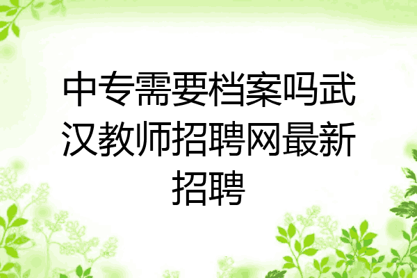 中专需要档案吗武汉教师招聘网最新招聘