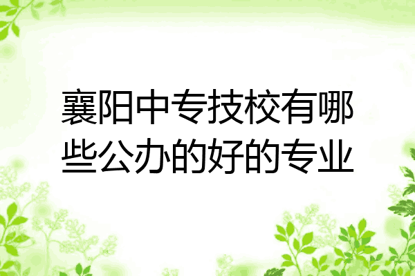 襄阳中专技校有哪些公办的好的专业