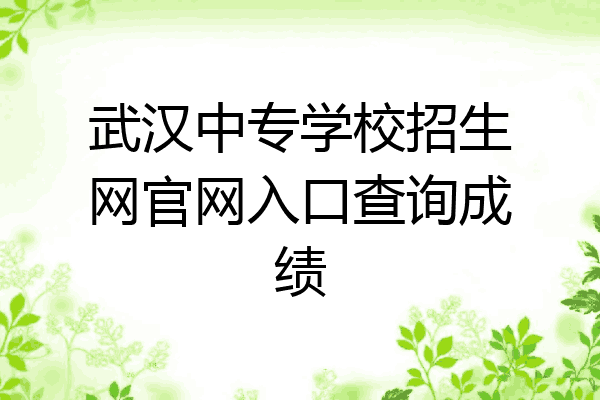 武汉中专学校招生网官网入口查询成绩