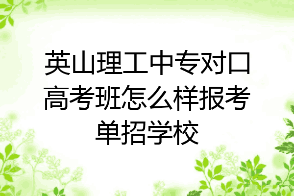英山理工中专对口高考班怎么样报考单招学校