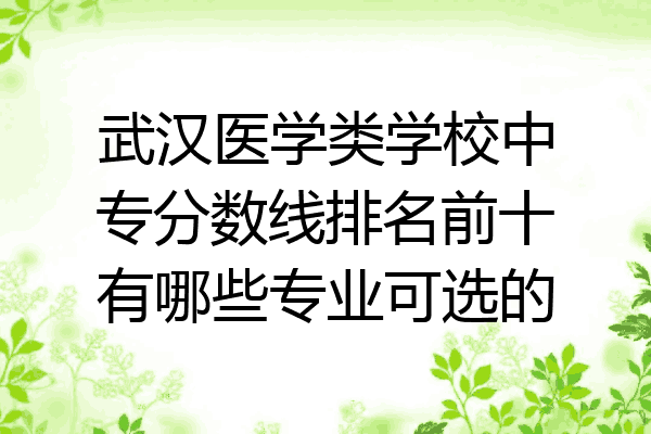 武汉医学类学校中专分数线排名前十有哪些专业可选的