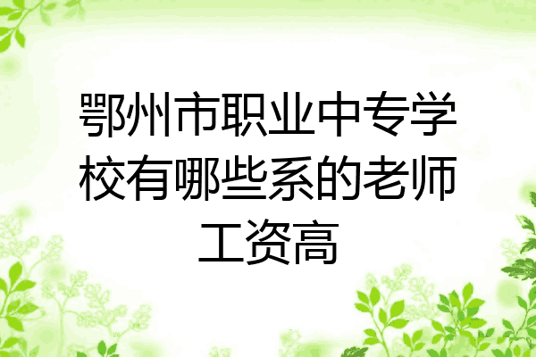 鄂州市职业中专学校有哪些系的老师工资高