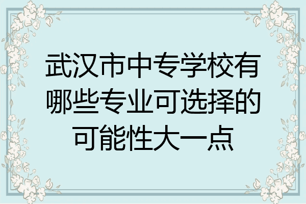 武汉市中专学校有哪些专业可选择的可能性大一点