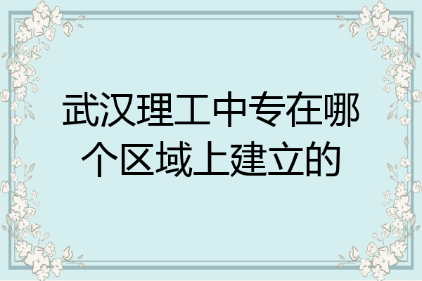 武汉理工中专在哪个区域上建立的