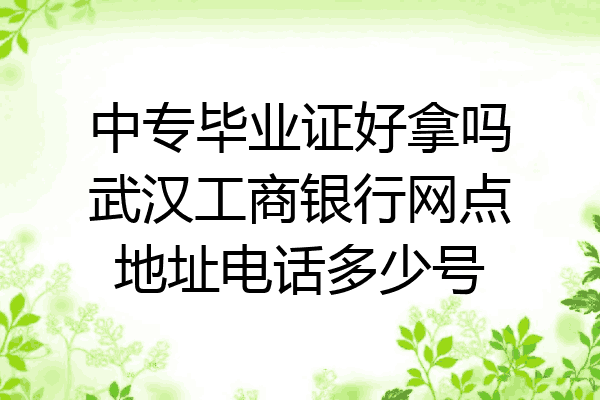 中专毕业证好拿吗武汉工商银行网点地址电话多少号