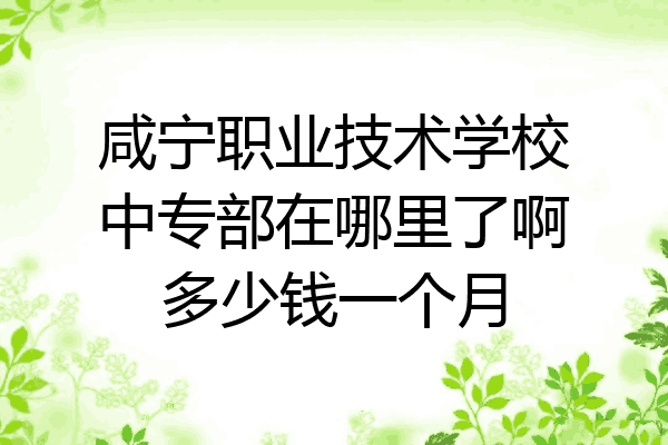 咸宁职业技术学校中专部在哪里了啊多少钱一个月